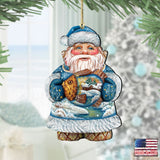 Goldfish Santa Christmas Wooden Ornaments by G. DeBrekht - Christmas Santa Snowman Decor - 8118201