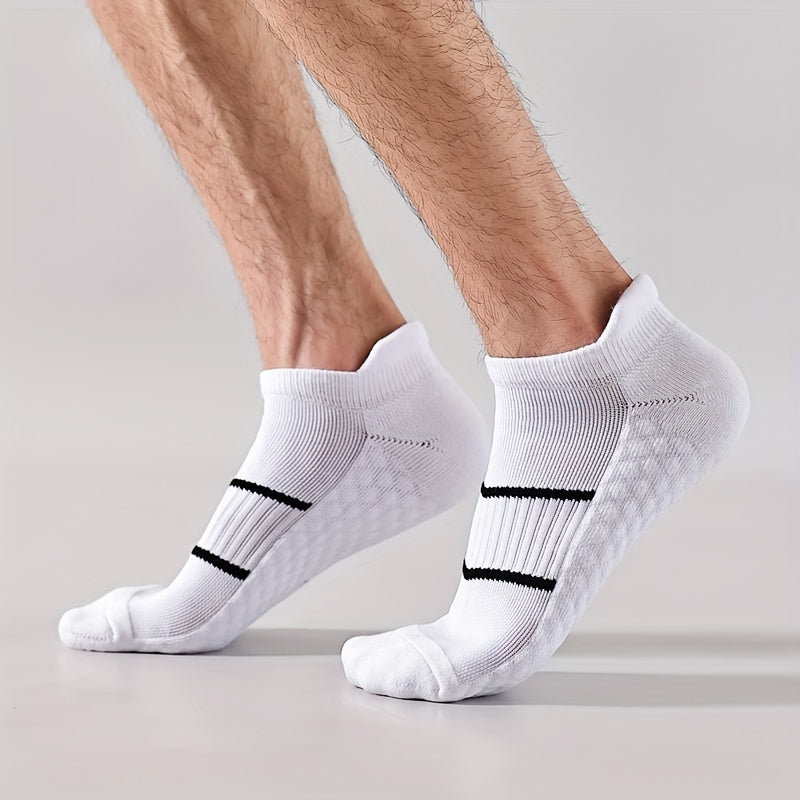 5 pares de calcetines deportivos profesionales para hombre, de verano, de malla fina, transpirables, absorbentes del sudor, antiolor, con protección para el talón y las orejas.