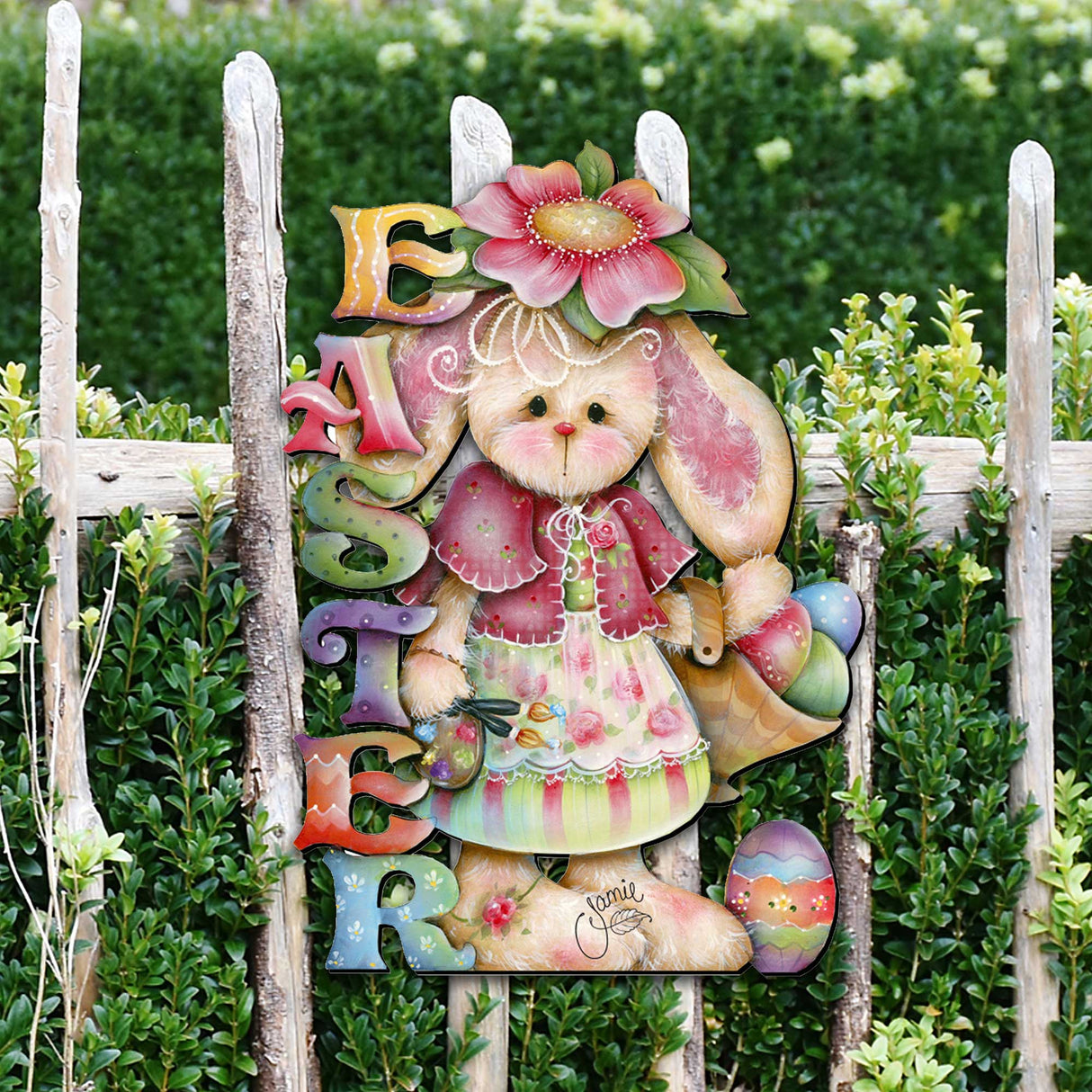 Decoración de puerta de Pascua con conejito de Pascua de Jamie Mills-Price - Decoración de primavera de Pascua - 8457605H