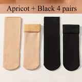 4 Pairs Snow Socks With Plush Lined, Thickened Warm Floor Socks, Winter Cold Cold Warm Socks