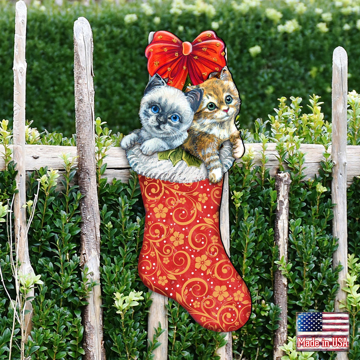 Medias navideñas con gatitos, decoración navideña para puerta de G. DeBrekht - Decoración navideña de Papá Noel y muñeco de nieve - 8114021H