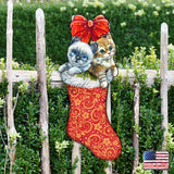 Medias navideñas con gatitos, decoración navideña para puerta de G. DeBrekht - Decoración navideña de Papá Noel y muñeco de nieve - 8114021H