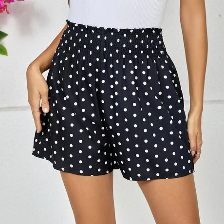Ladies' Polka Dot Printed Sherry Shorts With Drawstring And Casual Shorts - Lootquake
