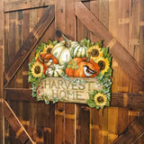 Harvest Welcome Sign - Fall Decoration Cornucopia Door Decor Handmade Gift by Susan Winget Autumn Porch Decor - 8471210H-SW