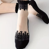 6 pares de calcetines deportivos suaves y transpirables con encaje de retazos: calcetines de mujer hasta la pantorrilla con medias y calcetines cómodos para uso diario.