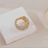 Carved Gold Vintage Court Style Hollow Pattern Ring - Lootquake