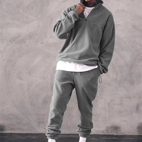 Casual Stand Collar Thickened Long-sleeved T-shirt Loose-fitting  Pullover Men's Suit - Lootquake