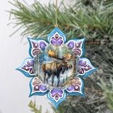 Moose Snowflake Wooden Ornaments by G. Debrekht - Nature Wildlife Decor - 8688414