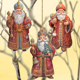 Juego de 3 adornos decorativos de madera de Papá Noel de G. Debrekht - Decoración navideña - 8091032-S3