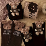 3 paires de chaussettes mignonnes en forme d'ours pour l'automne et l'hiver