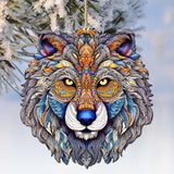 Ornamental Wolf Face Wooden Ornaments by G.Debrekht - Wildlife Holiday Decor - 8710125-2