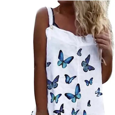 Ladies' Butterfly Printed Button Detail Casual Style Overalls - Lootquake