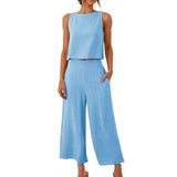 Sleeveless Wide Leg Trouser Set