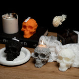 Bougie d'aromathérapie Crâne d'Halloween - Bougie parfumée à la cire de soja à mèche unique dans un pot, de forme ovale avec embellissements pailletés pour une décoration d'ambiance festive