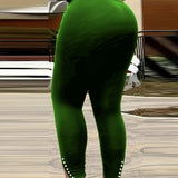 Ladies' Buckle And High Waisted Perforated Pants Sexy Slim Fit Pants Sexy Versatile New Clothes - Lootquake