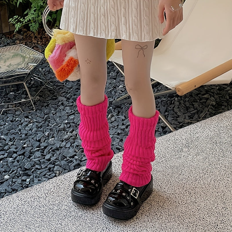 Chic & Elegant Women's Knit Knee-High Socks - Comfortable Warm Leg Warmers with Side Stripe, Perfect for Cold Seasons