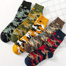 5 pares de calcetines de camuflaje de media pantorrilla para hombre, otoño e invierno