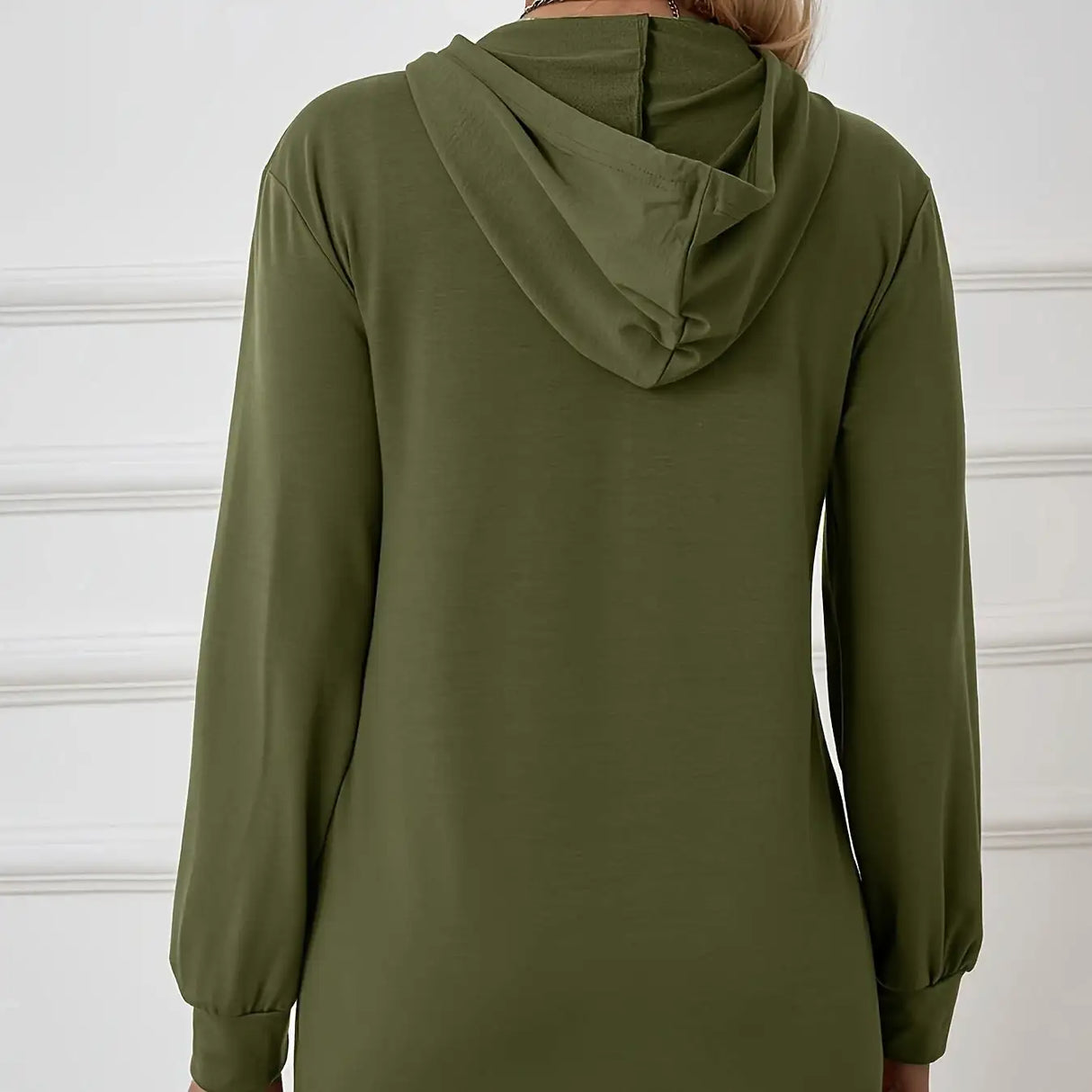 Women's Military Green Casual Sports Hooded Sweatshirt With Drawstring Zipper Jacket, Lightweight Top - Lootquake