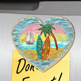 Coastal Heart Shaped Refrigerator Magnets Set of 3