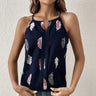 Women's Feather Print Notch V-neck Versatile Camisole Vest - Lootquake