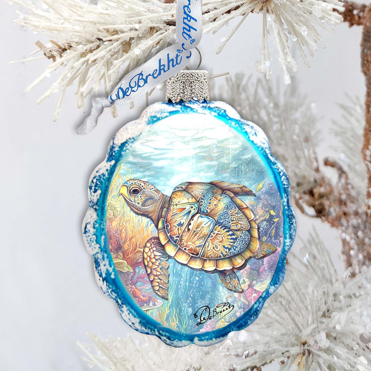 Adornos navideños de cristal - Adornos de cristal con forma de tortuga de G. Debrekht - Decoración navideña costera - 777396