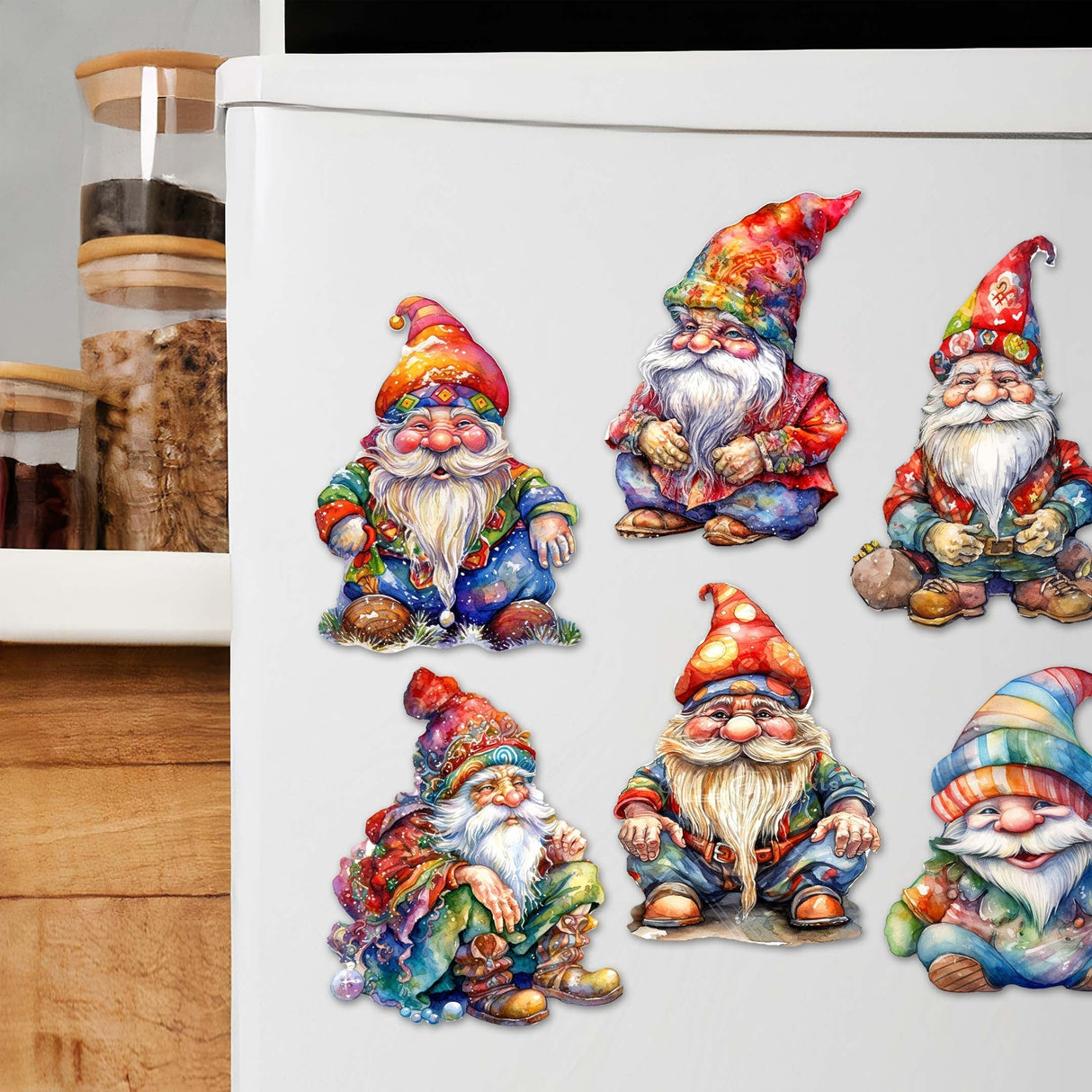 Christmas Gnomes Wooden Magnets Set of 6 by G. Debrekht - Christmas Decor - 8090031G-S6
