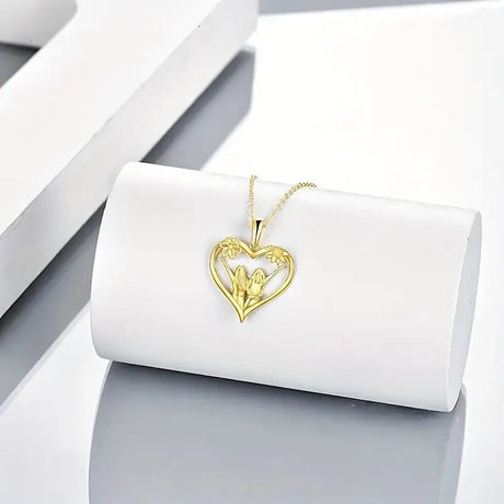 Sunflower Heart Pendant Necklace, Gold Colored Zinc Alloy - Lootquake