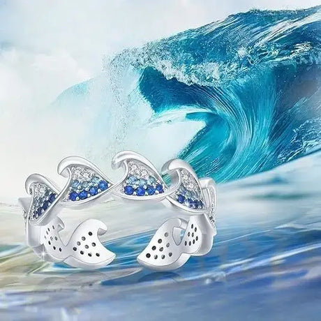 Rhinestone Zircon Wave Ring, Elegant Ring, Women's Fashion - Lootquake