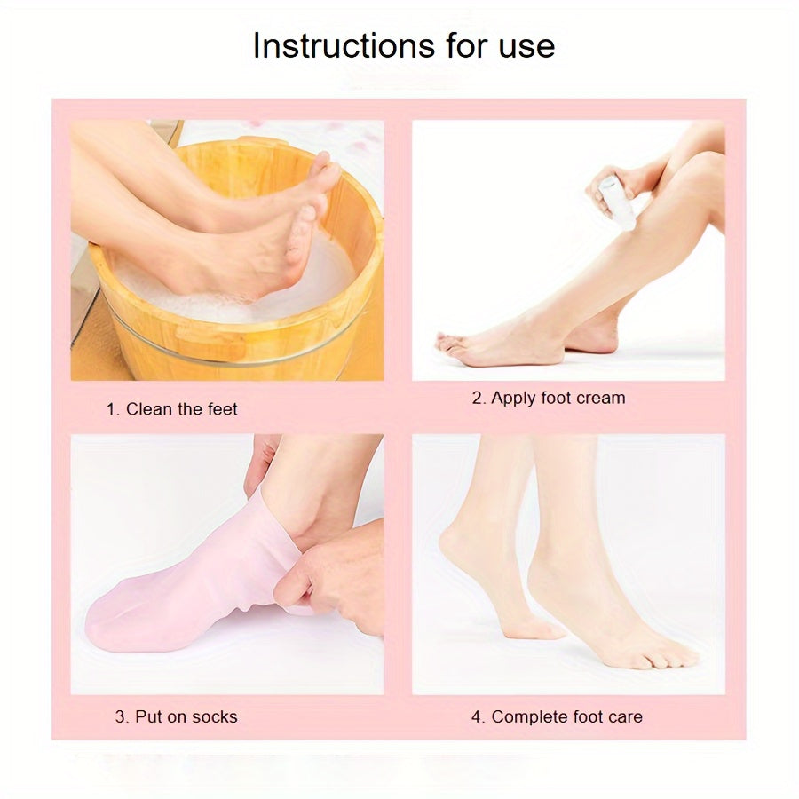 Calcetines hidratantes de gel ultrasuave para mujer (2 o 4 unidades): hidratan los pies secos, suavizan los talones agrietados y exfolian la piel áspera para una suavidad sedosa. Perfectos para pedicura de spa, cuidado personal y uso diario.