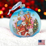 Adorno de vidrio con entrega especial de G. DeBrekht - Decoración navideña de Papá Noel y muñeco de nieve - 73361