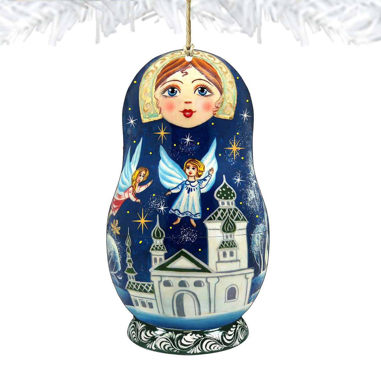 Adornos de madera de muñeca azul de ángeles guardianes de G. DeBrekht - Decoración navideña - 8115941