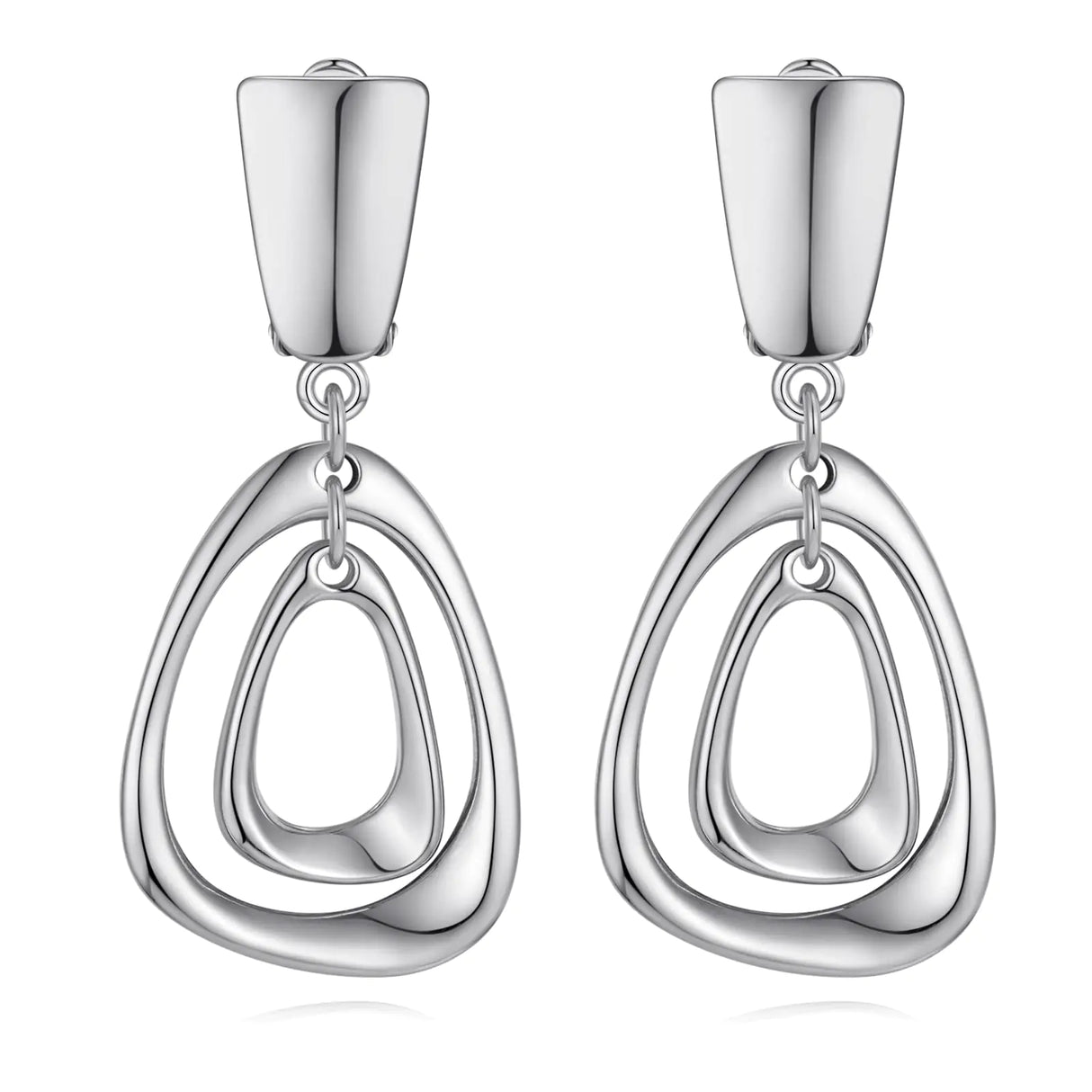 Silver Geometry Drop Clip On Earrings for Women Clip Earrings Fashion Earrings - Lootquake