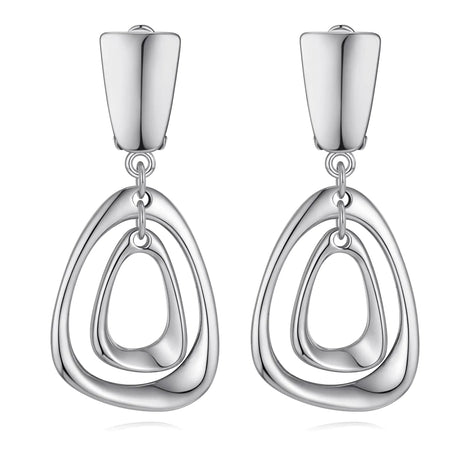Silver Geometry Drop Clip On Earrings for Women Clip Earrings Fashion Earrings - Lootquake