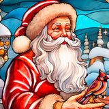 Santa with Red Cardinal Holiday Door Decor by G. Debrekht - Santa Snowman Decor - 8652807H