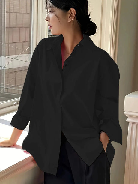 Simple Casual Long Sleeve Solid Color Shirt With Pocket - Lootquake