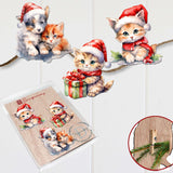 Christmas Cats Decorative Wooden Clip-on Ornaments Set of 3 by G. Debrekht - Christmas Decor - 8091016C-S3