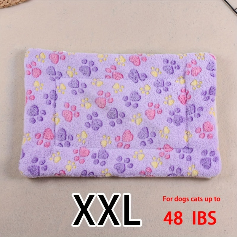 Manta rectangular para mascotas, resistente a la suciedad y para todas las estaciones - Cómoda cama con estampado de pata de perro y corazón (1 unidad)