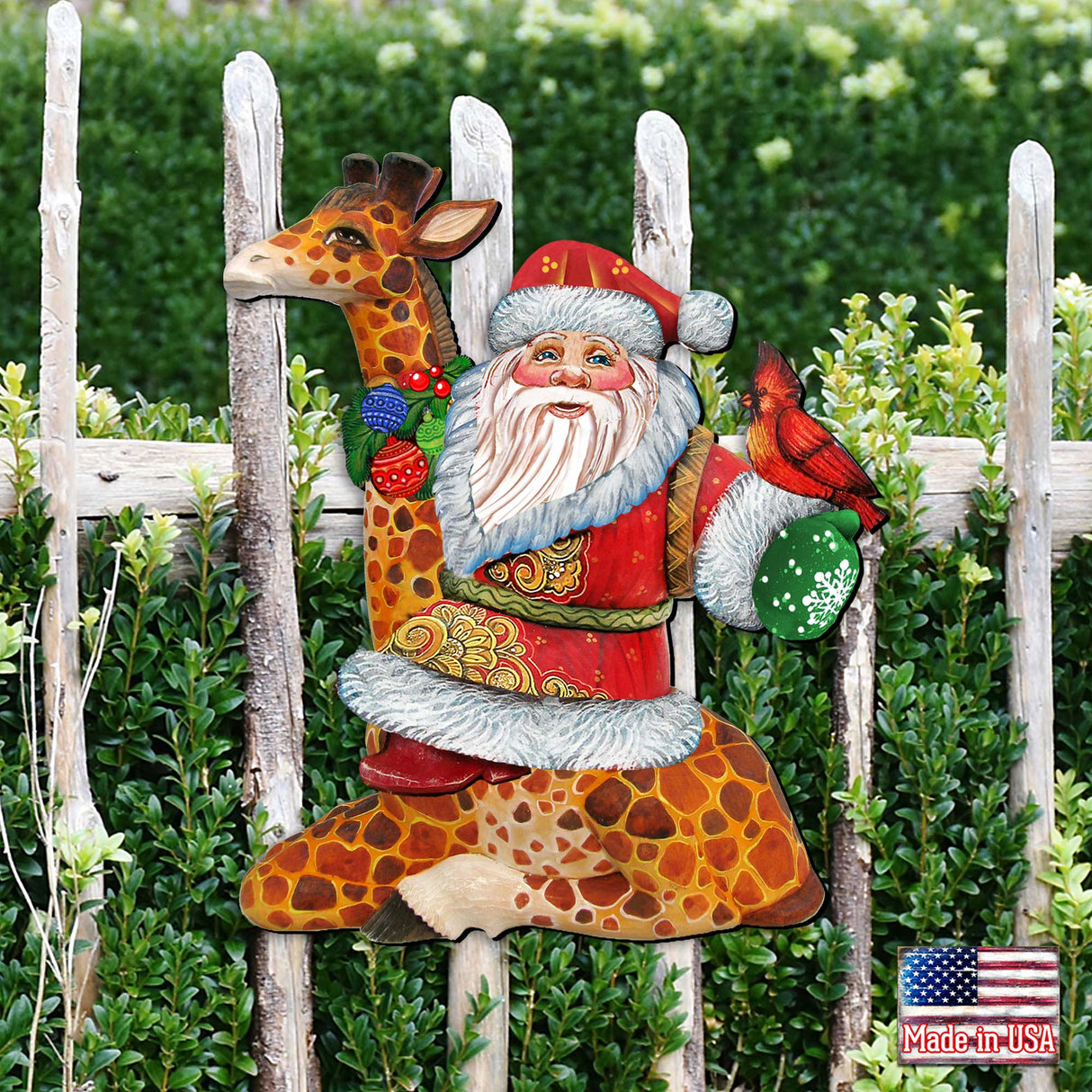 Decoración navideña para puerta con Papá Noel y jirafa de G. DeBrekht - Decoración navideña con Papá Noel y muñeco de nieve - 8111360H