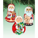Juego de 3 adornos de madera de Papá Noel de G. DeBrekht - Decoración navideña de muñeco de nieve - 8100110S3