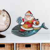 Decoración navideña para puerta con ballena y Papá Noel de G. DeBrekht - Decoración navideña con muñeco de nieve y Papá Noel - 8117827H