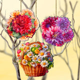 Flower Bouquets Decorative Wooden Ornaments Set of 3 by G. Debrekht - Love Family Decor - 8091076-2-S3