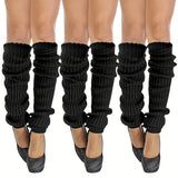 3 pares de calentadores de piernas de punto acanalado, calcetines largos informales de moda para invierno, térmicos, estilo JK, para mujeres y niñas.