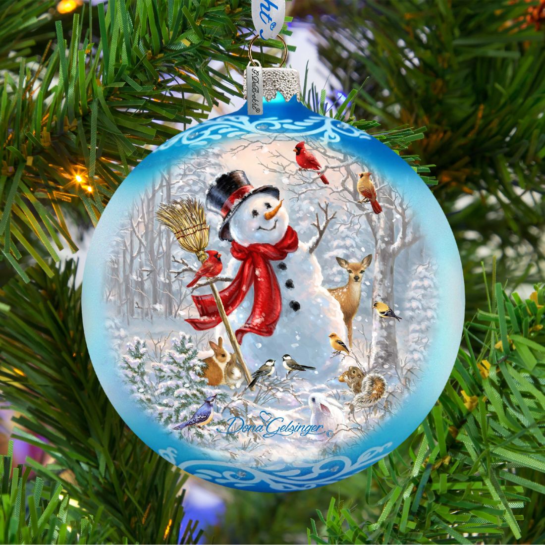 Frosty Forest Friends Glass Ornament by D. Gelsinger - Christmas Santa Snowman Decor - 71105-1624