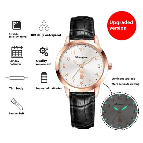 Women's Luminous Quartz Watch With Simple Waterproof Belt - Lootquake