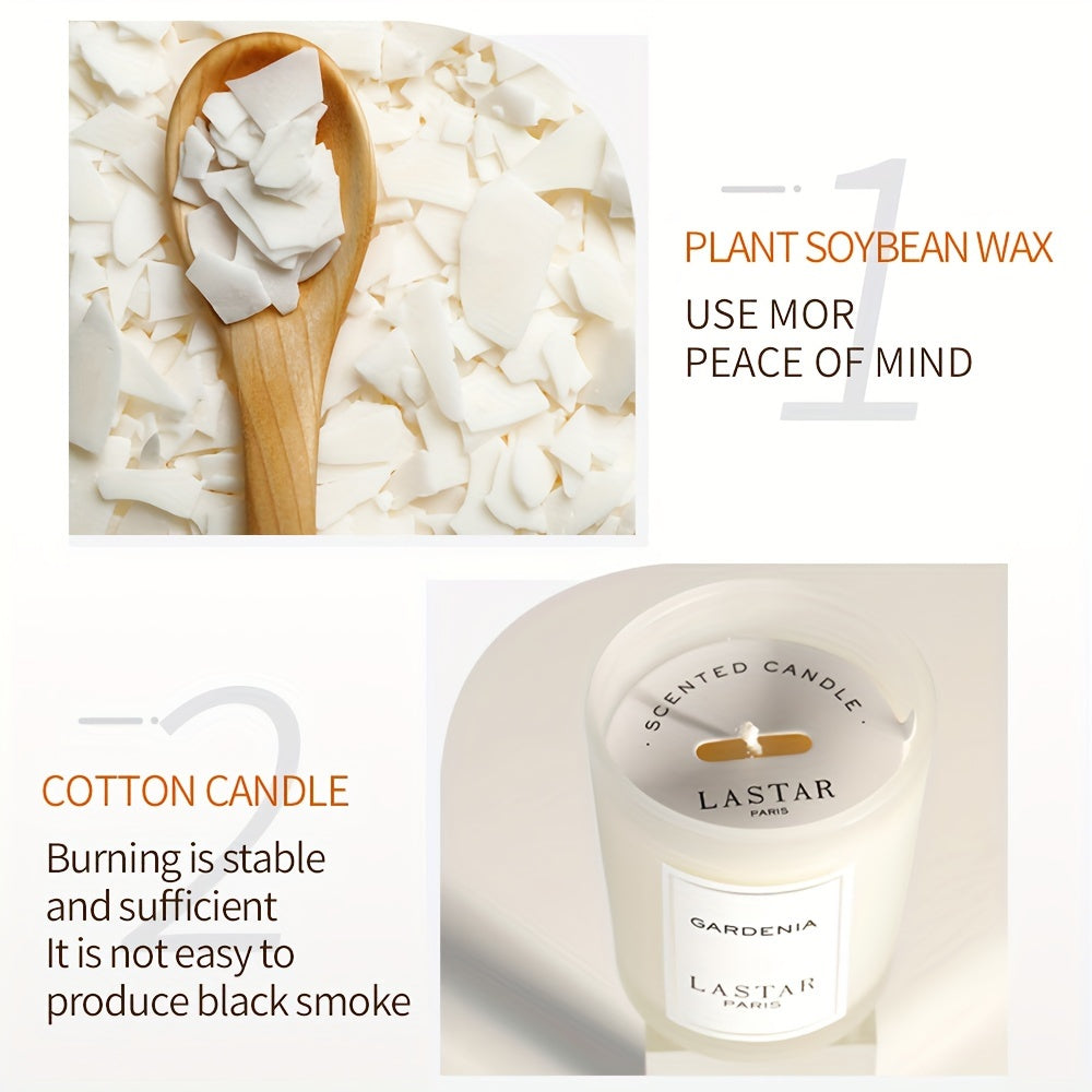 Bougie parfumée LASTAR Gardenia, 70 g – Arôme relaxant et lueur chaleureuse pour une ambiance chaleureuse, idéale pour la chambre et l'intérieur, pot en verre inclus