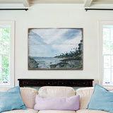 Arte mural costero de madera con diseño de surfista de Nature Wonders - Decoración costera con vida marina - 84578B