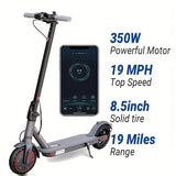 LADPED LP80 350W Foldable Electric Scooter for Adults & Teens, 8.5" Anti-skid Solid Tires, 19 Mile Range&3 Speed Modes, LCD Display, Puncture-Resistant, with Taillight - Perfect for Commuting, Campus, And Travel, Work, Park,