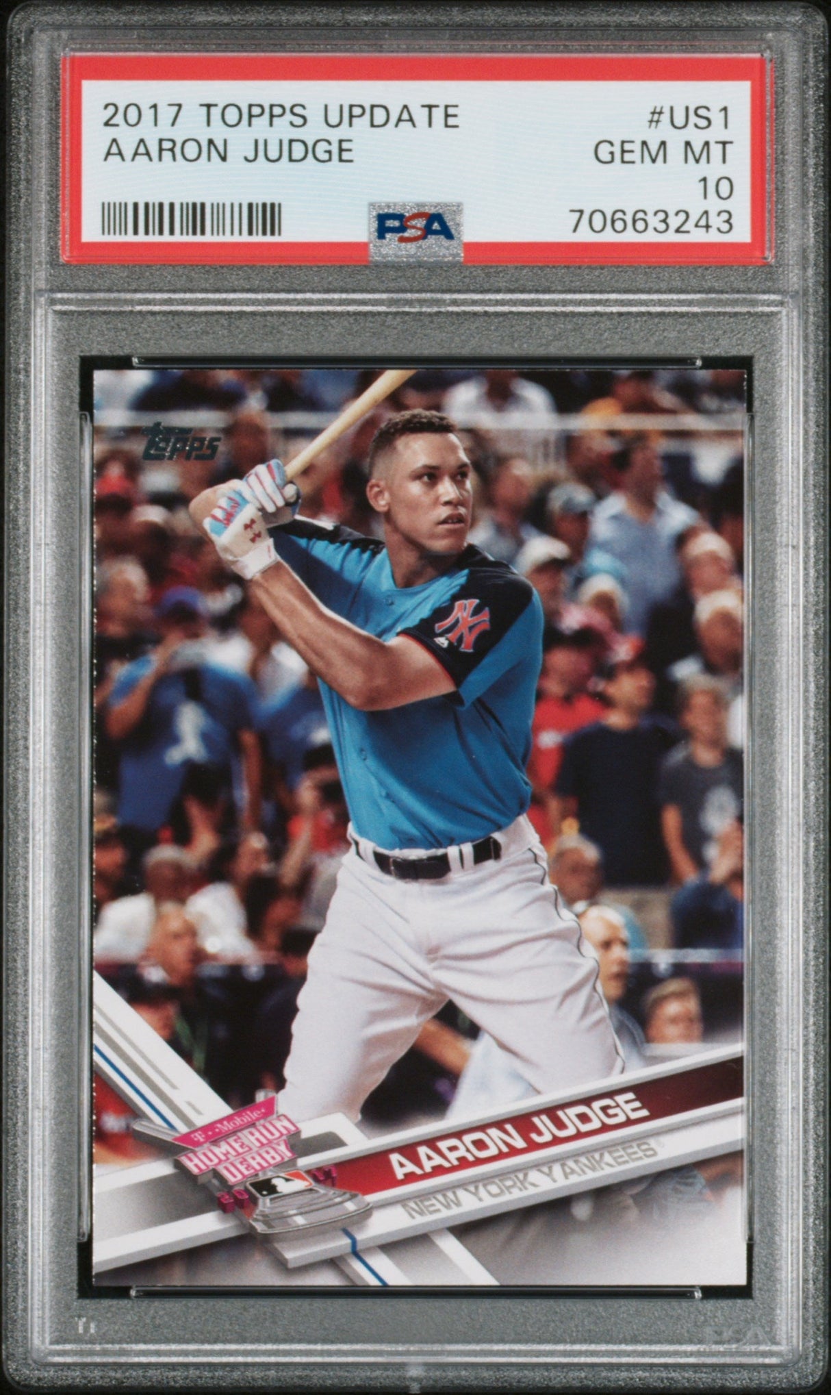 Tarjeta de béisbol RC Aaron Judge #US1 Rookie de Topps Update 2017, PSA 10 Gem Mint