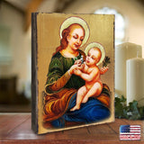 Virgin Mary Directress Wooden Gold Plated Religious Christian odox Sacred Icon - Inspirational Icon Decor - 85031