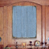 Blue Chevron Stripes Rustic Wooden Wall Art by G. DeBrekht - Floral Ornamental Decor - 95009B